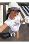 Women's White Jockey Cowboy Printed Crew Neck Slim Crop Tshirt - 4