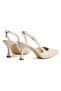 Women's Pointed Toe Open Back Thin Heeled Stiletto Beige - 3