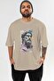 Zeus Intense Front Printed Beige Oversize T-Shirt Men Women Cotton Crew Neck Tshirt - 2