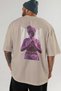 Always Fly Back Printed Beige Oversize T-Shirt Men's Women's Cotton Crew Neck T-Shirt - 5