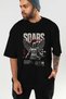 Soars Front Printed Black Oversize T-Shirt Men Women Cotton Crew Neck T-Shirt - 7