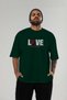 Love Front Printed Green Oversize T-Shirt Men Women Cotton Crew Neck T-Shirt - 5