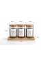 3-Piece Glass Spice Jar Set with Wooden Lid and Stand Spice Jar Organizer - 4
