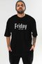 Friday Front Printed Black Oversize T-Shirt Men Women Cotton Crew Neck T-Shirt - 2