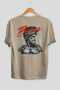 Brave Back Printed Beige Oversize T-Shirt Men's Women's Cotton Crew Neck T-Shirt
