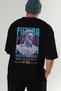 Futura Zeus Back Printed Black Oversize T-Shirt Men's Women's Cotton Crew Neck T-Shirt - 7