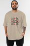 Tic Tac Love Front Printed Beige Oversize T-Shirt Men Women Cotton Crew Neck Tshirt - 2