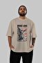 Make Love Front Printed Beige Oversize T-Shirt Men Women Cotton Crew Neck T-Shirt - 5