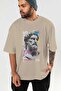 Zeus Intense Front Printed Beige Oversize T-Shirt Men Women Cotton Crew Neck Tshirt - 6