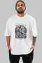 Mentality Zeus Front Printed White Oversize T-Shirt Men Women Cotton Crew Neck T-Shirt - 2