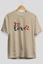 Love (3) Front Printed Beige Oversize T-Shirt Men Women Cotton Crew Neck T-Shirt