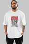 Visions Front Printed White Oversize T-Shirt Men Women Cotton Crew Neck Tshirt - 2