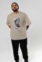 Zeus Intense Front Printed Beige Oversize T-Shirt Men Women Cotton Crew Neck Tshirt - 7