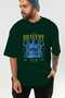 Bravery Front Printed Green Oversize T-Shirt Men Women Cotton Crew Neck Tshirt - 6