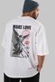 Make Love Back Printed White Oversize T-Shirt Men Women Cotton Crew Neck T-Shirt - 7