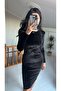 Velvet Padded Pencil Dress - 4