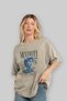 Mentality 2 Front Printed Beige Oversize T-Shirt Men Women Cotton Crew Neck T-Shirt - 4