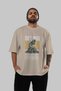 Des Air Front Printed Beige Oversize T-Shirt Men's Women's Cotton Crew Neck T-Shirt - 5
