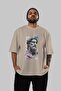 Zeus Intense Front Printed Beige Oversize T-Shirt Men Women Cotton Crew Neck Tshirt - 5