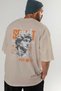 Scult Back Printed Beige Oversize T-Shirt Men's Women's Cotton Crew Neck T-Shirt - 7