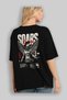 Soars Back Printed Black Oversize T-Shirt Men's Women's Cotton Crew Neck T-Shirt - 4