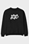 Xoxo Heart Front Printed Black Oversize Sweatshirt Men Women Unisex
