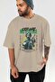 Stop War Front Printed Beige Oversize T-Shirt Men Women Cotton Crew Neck T-Shirt - 6