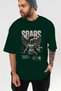 Soars Front Printed Green Oversize T-Shirt Men Women Cotton Crew Neck T-Shirt - 6