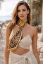 Women's Khaki Brown Marble Patterned Premium Neck Scarf Flr1005