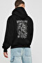 Mentality Zeus Back Printed Black Oversize Hooded Sweatshirt Men Women