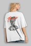 Brave Back Printed White Oversize T-Shirt Men's Women's Cotton Crew Neck T-Shirt - 3