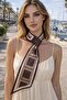 Women's Brown Classic Patterned Premium Neck Scarf Flr1002 - 6