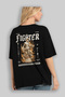 Fighter Back Printed Black Oversize T-Shirt Men Women Cotton Crew Neck T-Shirt - 4