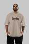 Tuesday Front Printed Beige Oversize T-Shirt Men's Women's Cotton Crew Neck T-Shirt - 5