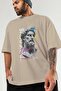 Zeus Intense Front Printed Beige Oversize T-Shirt Men Women Cotton Crew Neck Tshirt - 3