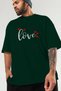 Love (3) Front Printed Green Oversize T-Shirt Men Women Cotton Crew Neck Tshirt - 3