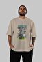 Paranoia Front Printed Beige Oversize T-Shirt Men Women Cotton Crew Neck T-Shirt - 5