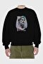Zeus Intense Front Printed Black Oversize Sweatshirt Men Women Unisex - 2