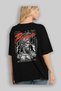 Brave Back Printed Black Oversize T-Shirt Men's Women's Cotton Crew Neck T-Shirt - 4