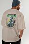 Stop War Back Printed Beige Oversize T-Shirt Men Women Cotton Crew Neck T-Shirt - 7