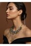 Stone-Embellished Evening Dress Necklace – Dangling and Showy Women's Jewelry in Red Burgundy - 5