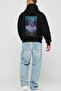 Futura Zeus Back Printed Black Oversize Hooded Sweatshirt for Men and Women - 4