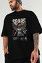 Soars Front Printed Black Oversize T-Shirt Men Women Cotton Crew Neck T-Shirt - 3