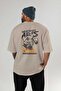 Wrathfire Ares Back Printed Beige Oversize T-Shirt Men Women Cotton Crew Neck T-Shirt - 4