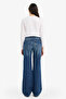 Straight Wide High Waist Long Dark Blue Women's Jean Trousers G8848Ax/Nm34 - 5