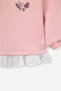 Ruffle Detailed Pink Baby Girl Sweatshirt G8046A5/Pn636 - 3
