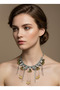 Stone-Embellished Evening Dress Necklace – Dangling and Showy Women's Jewelry in Red Burgundy