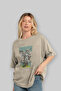 Paranoia Front Printed Beige Oversize T-Shirt Men Women Cotton Crew Neck T-Shirt - 4