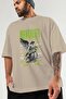 Mentality Front Printed Beige Oversize T-Shirt Men Women Cotton Crew Neck T-Shirt - 3
