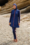 Fully Covered Hijab Swimsuit Navy Blue Zippered 3-Piece Parachute Swimsuit Set M2270 - 3